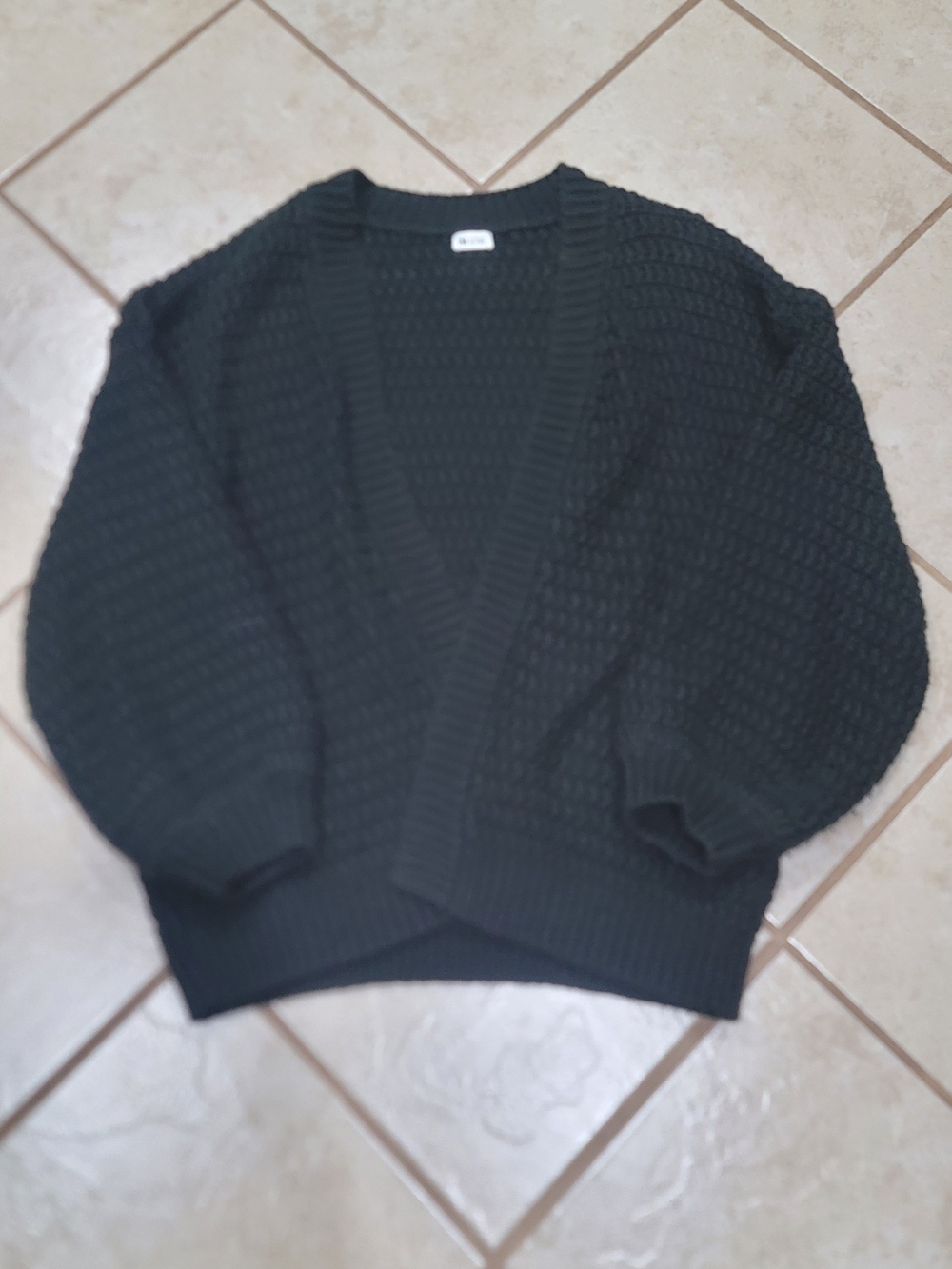 ZYIA Black Chunky Waffle Knit Cardigan